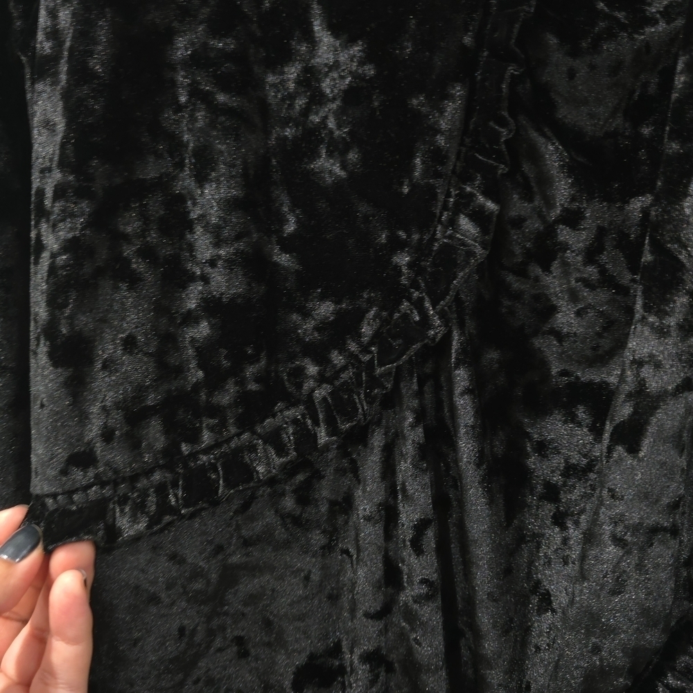 MICHAEL Michael Kors Crushed Black Velvet Bodycon Long Sleeve Dress, Ruffles, XL - Picture 11 of 15